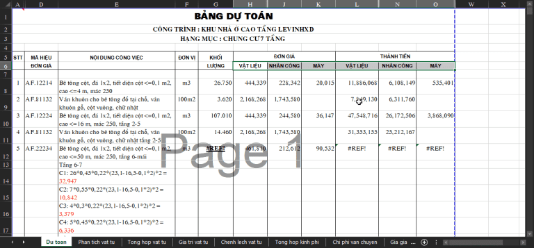 Dự toán nhà cao tầng