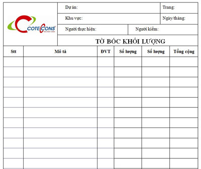 Conteccons – Tờ bóc khối lượng