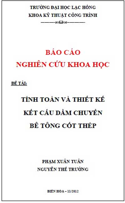 Tính toán và thiết kế kết cấu dầm chuyển bê tông cốt thép