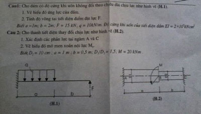 Đề thi sức bền vật liệu - Đại học xây dựng