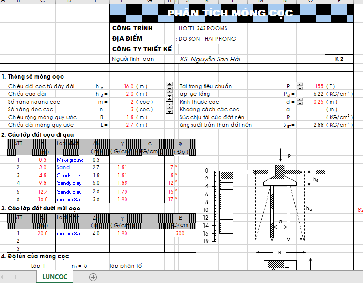 FILE EXCEL TÍNH LÚN MÓNG CỌC