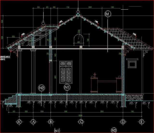 Bản vẽ cad kiến trúc biệt thự 1 tầng đẹp