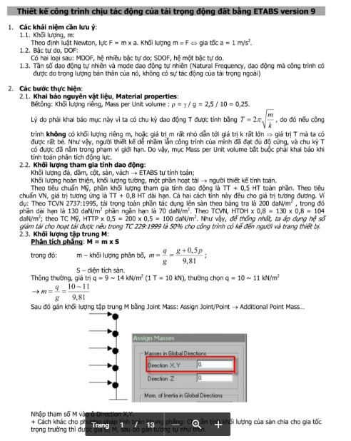 Thiết kế công trình chịu tải trọng động đấy bằng etabs