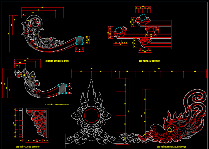 Mẫu hoa văn thiết kế công trình chùa Khuê Văn Các file autocad