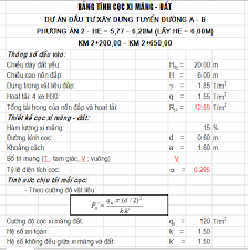 Bảng tính cọc Xi măng – Đất