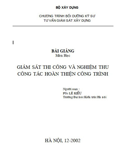 Giám sát thi công và nghiệm thu công tác hoàn thiện công trình