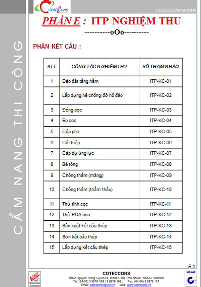 PHẦN E : ITP NGHIỆM THU