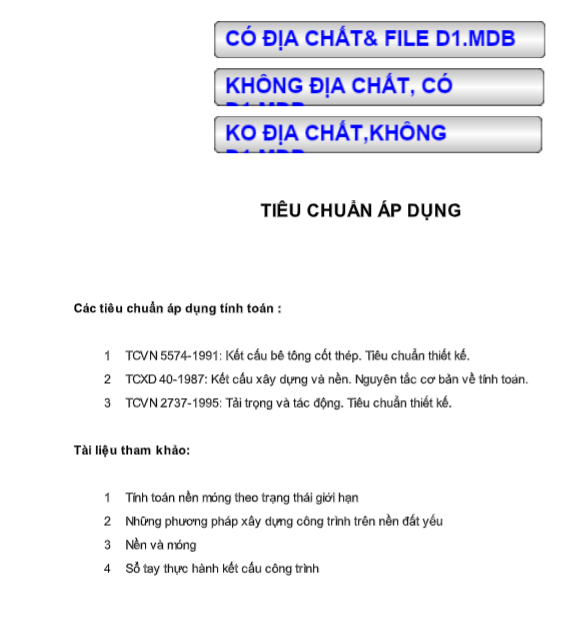 Bảng excel móng đơn chuẩn