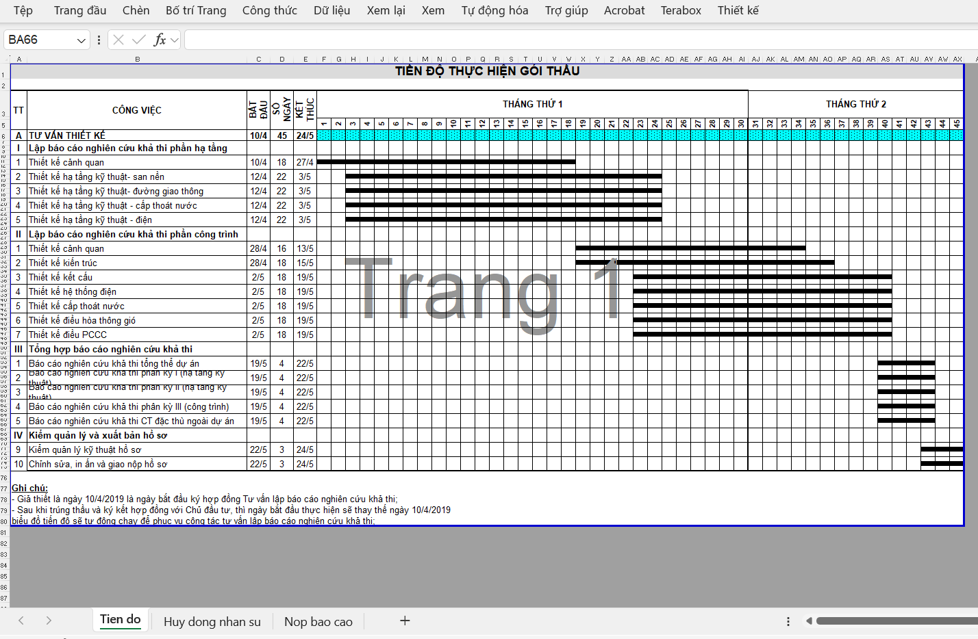 2 file tiến độ excel ứng dụng