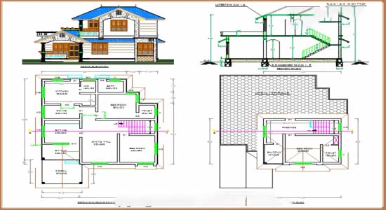 Bản cad kiến trúc nhà gỗ,thiết kế mặt bằng và phần cao