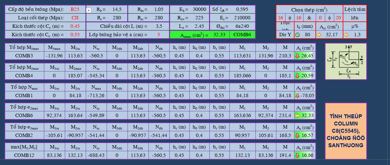 FILE EXCEL TÍNH CỘT LỆCH TÂM XIÊN